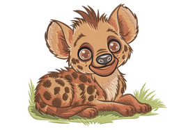 Cute Baby Hyena Embroidery Design, Instant Download