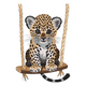 Cute Baby Leopard on Swing Embroidery Design, Instant Download