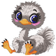 Baby Ostrich Embroidery Design, Fluffy Chick Sitting Pose Pattern, Instant Download