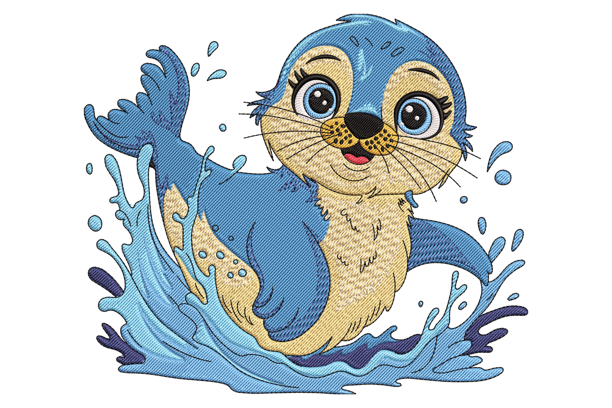 Baby otter splashing with paws raised, 10 colours, 9 sizes 3 to 6.42 inches wide, kawaii nursery style, instant download