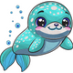 Cute Baby Sea Seal Embroidery Design, Instant Download
