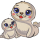 Cute Baby Seal Family Embroidery Design, Nursery Animal Pattern, Instant Download
