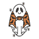 Cute Bat Wing Ghost Halloween Embroidery Design, Instant Download