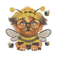 Cute Bee Puppy Embroidery Design, Instant Download