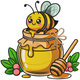 Cute Bee on Honey Jar Embroidery Design, Instant Download