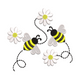 Cute Bees and Daisies Embroidery Design, Instant Download
