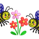 Cute Bees with Flowers Embroidery Design, Instant Download