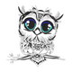 Cute Big-Eyed Owl Embroidery Design, Kawaii Bird Machine Embroidery Pattern, Instant Download