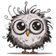 Cute Big-Eyed Owl Embroidery Design, Sketchy Owl Pattern