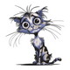 Cute Big Eyes Kitten Embroidery Design, Instant Download