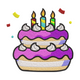 Cute Birthday Cake with Candles Embroidery Design, Instant Download
