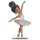 Cute Black Girl Ballerina Embroidery Design, Instant Download