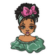 Cute Black Girl Embroidery Design, Instant Download