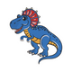 Cute Blue Dinosaur Embroidery Design, Spiked Cartoon T-Rex Pattern, Instant Download