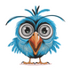 Cute Blue Owl Embroidery Design, Instant Download