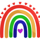Cute Boho Rainbow With Hearts Embroidery Design, Instant Download
