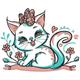 Cute Bow Kitty Embroidery Design, Instant Download
