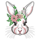 Bunny Face Embroidery Design, Easter Floral Crown Machine Embroidery Pattern, Instant Download