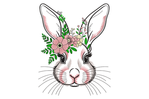 Cute Bunny Face Machine Embroidery Design
