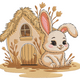 Cute Bunny House Embroidery Design, Instant Download