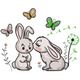 Bunny Love Embroidery Design, Cute Rabbit Heart Machine Embroidery, Instant Download