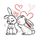 Cute Bunny Love Embroidery Design, Kissing Rabbits Valentine Pattern, Instant Download