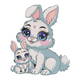 Cute Bunny Mom and Baby Embroidery Design, Instant Download