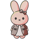 Cute Bunny with Bow Embroidery Design, Instant Download