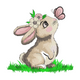 Cute Bunny with Butterfly Embroidery Design, Instant Download