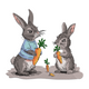 Cute Bunny with Carrot Embroidery Design, Instant Download