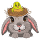 Easter Bunny with Chick Embroidery Design, Baby Animal Pattern, Instant Download