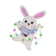 Cute Bunny with Christmas Lights Embroidery Design, Instant Download