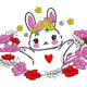 Cute Bunny with Floral Wreath Embroidery Design, Instant Download