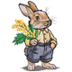 Cute Bunny with Flowers Embroidery Design, Instant Download