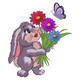 Cute Bunny with Flowers Embroidery Design V2, Instant Download