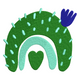 Cactus Rainbow Embroidery Design, Instant Download