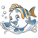 Cute Cartoon Fish Embroidery Design, Smiling Ocean Friend Pattern, Instant Download