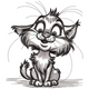 Cute Cartoon Kitten Embroidery Design, Instant Download