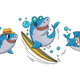 Cute Cartoon Sharks Embroidery Design, Instant Download