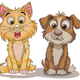 Cute Cat and Puppy Friends Embroidery Design, Instant Download
