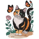 Cat with Butterflies Embroidery Design, Instant Download