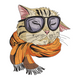 Cute Cat with Glasses Embroidery Design, Bookish Cat Pattern