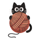 Cute Cat with Yarn Ball Embroidery Design, Machine Embroidery Pattern, Instant Download