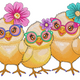 Cute Chick Trio Embroidery Design, Instant Download