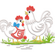 Cute Chicken Couple Embroidery Design, Instant Download