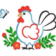 Cute Chicken with Flowers Embroidery Design, Instant Download