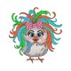 Cute Chick with Rainbow Hair Embroidery Design, Instant Download