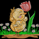 Cute Chick with Tulip Embroidery Design, Instant Download