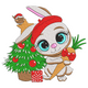 Cute Christmas Bunny Embroidery Design V2, Instant Download
