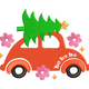 Christmas Car with Tree Embroidery Design, Retro Bug Car Holiday, Instant Download